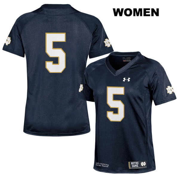 Women's NCAA Notre Dame Fighting Irish #5 Troy Pride Jr. Stitched College Under Armour Authentic Navy No Name Football Jersey LX10N42UQ